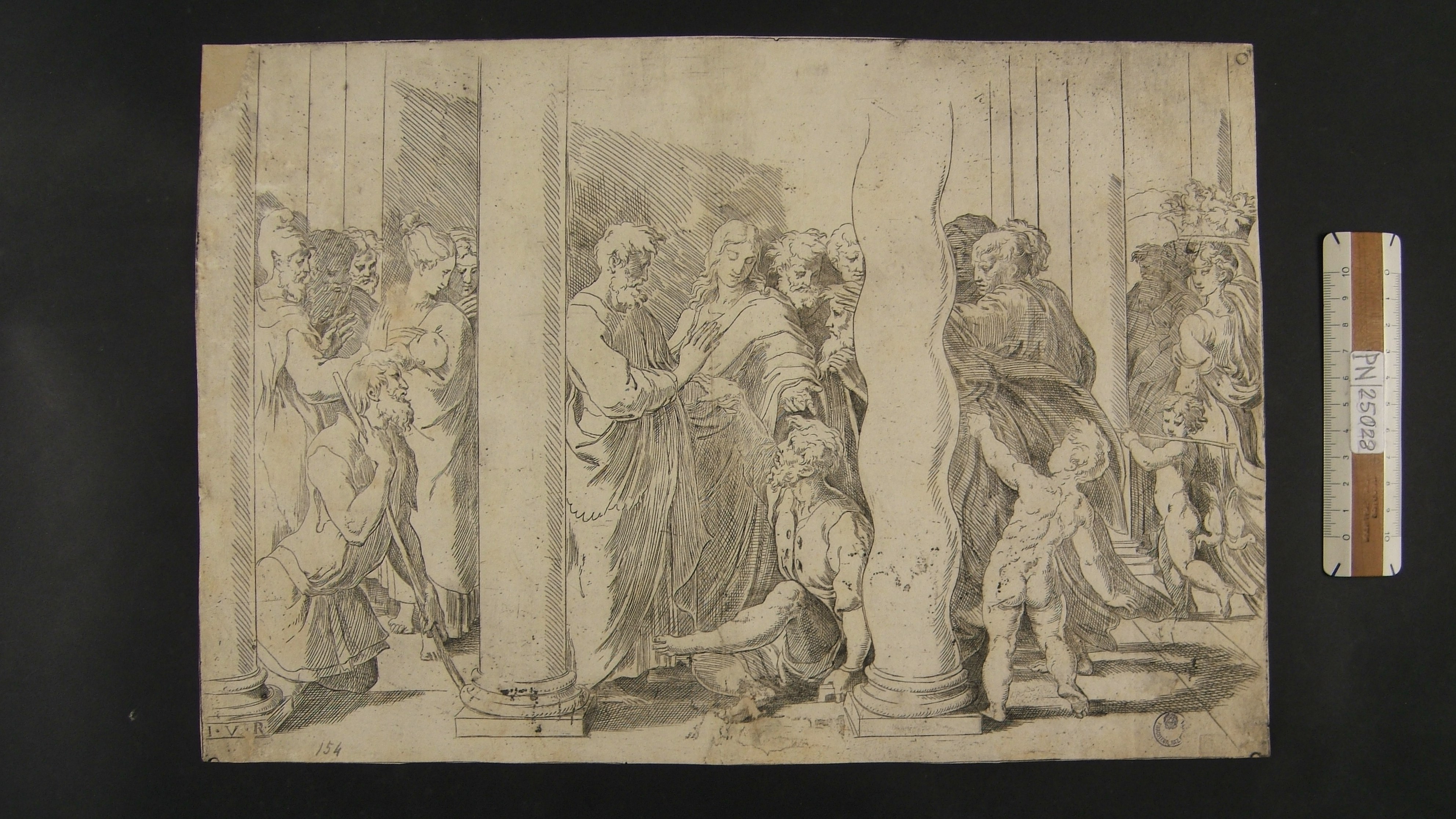 Mazzola Francesco detto il Parmigianino (cerchia di) - I santi Pietro e Giovanni guariscono i malati alla porta del Tempio